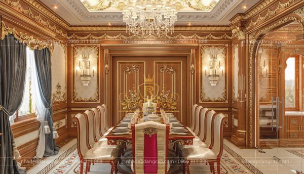 Thiết kế nội thất phòng ăn đẹp, vương giả với kiểu dáng châu Âu vô cùng đẳng cấp